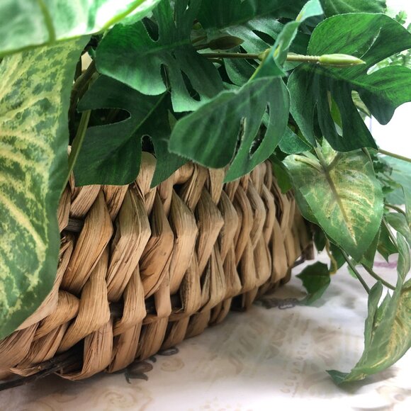 Assorted Silk Greenery in Woven Wicker Basket with Handle - Picture 4 of 6